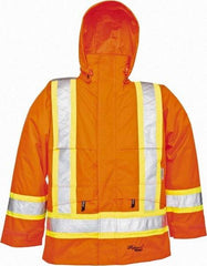Viking - Size M, High Visibility Orange, Rain, Wind Resistant Jacket - 40" Chest, Detachable Hood - Benchmark Tooling