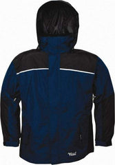 Viking - Size S, Navy & Charcoal, Rain, Wind Resistant Jacket - 37" Chest, 5 Pockets, Detachable Hood - Benchmark Tooling
