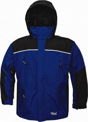 Viking - Size 4XL, Charcoal & Royal Blue, Rain, Wind Resistant Jacket - 58" Chest, 5 Pockets, Detachable Hood - Benchmark Tooling