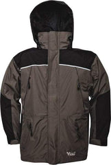 Viking - Size 4XL, Gray & Charcoal, Rain, Wind Resistant Jacket - 58" Chest, 5 Pockets, Detachable Hood - Benchmark Tooling