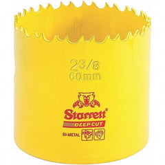 Starrett - 2-3/8" Diam, 2" Cutting Depth, Hole Saw - Steel Saw, Toothed Edge - Benchmark Tooling