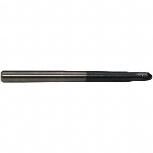 Emuge - 12mm Diam, 9mm LOC, 2 Flute Solid Carbide Ball End Mill - TiAlN Finish, Single End, 120mm OAL, 12mm Shank Diam, Ball Flute - Benchmark Tooling