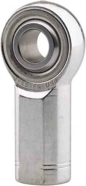 Made in USA - 1" ID, 2-3/4" Max OD, 76,205 Lb Max Static Cap, Plain Female Spherical Rod End - 1-1/4 - 12 LH, 0.469" Shank Diam, 2-1/8" Shank Length, Alloy Steel with Steel Raceway - Benchmark Tooling