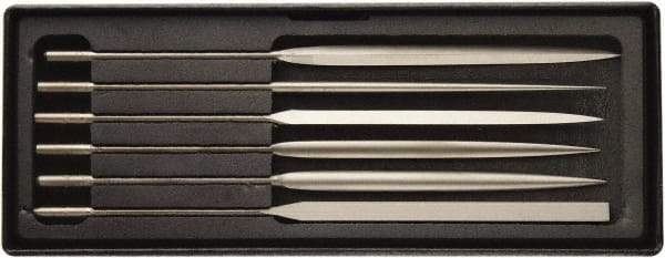 Value Collection - 6 Piece Needle Pattern File Set - Fine Coarseness, Set Includes Comprise, Pillar, Half Round, Crossing, Square, Round, Barrette - Benchmark Tooling