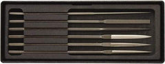 Value Collection - 6 Piece Needle Pattern File Set - Fine Coarseness, Set Includes Comprise, Pillar, Half Round, Crossing, Square, Round, Barrette - Benchmark Tooling