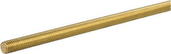 Made in USA - 3/8-24 UNF (Fine), 2' Long, Brass General Purpose Threaded Rod - Uncoated, Right Hand Thread - Benchmark Tooling