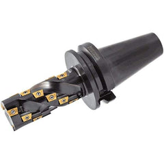 Iscar - 104.5mm Cut Diam, 32mm Arbor Hole, 7mm Max Depth of Cut, 45° Indexable Chamfer & Angle Face Mill - 4 Inserts, ONMU 1008\xB6S845 SNMU 2608 Insert, Right Hand Cut, 4 Flutes, Through Coolant, Series Helido - Benchmark Tooling