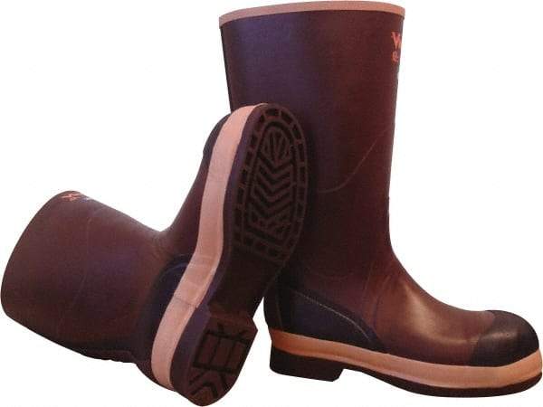 Viking - Men's Size 9 Medium Width Steel Knee Boot - Brown, Tan, Rubber Upper, Nitrile Rubber Outsole, 16" High, Chemical Resistant, Non-Slip, Cold Protection, Waterproof - Benchmark Tooling