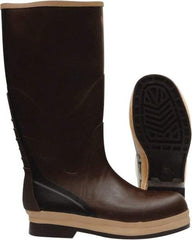 Viking - Men's Size 5 Medium Width Rubber Knee Boot - Brown, Tan, Rubber Upper, Nitrile Rubber Outsole, 16" High, Chemical Resistant, Non-Slip, Waterproof - Benchmark Tooling