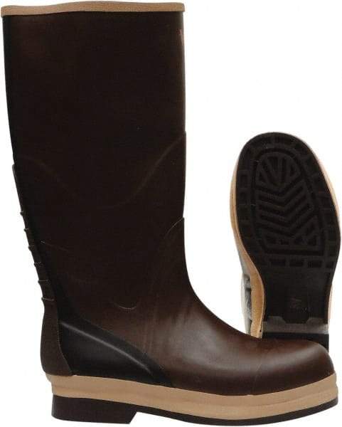 Viking - Men's Size 8 Medium Width Rubber Knee Boot - Brown, Tan, Rubber Upper, Nitrile Rubber Outsole, 16" High, Chemical Resistant, Non-Slip, Waterproof - Benchmark Tooling