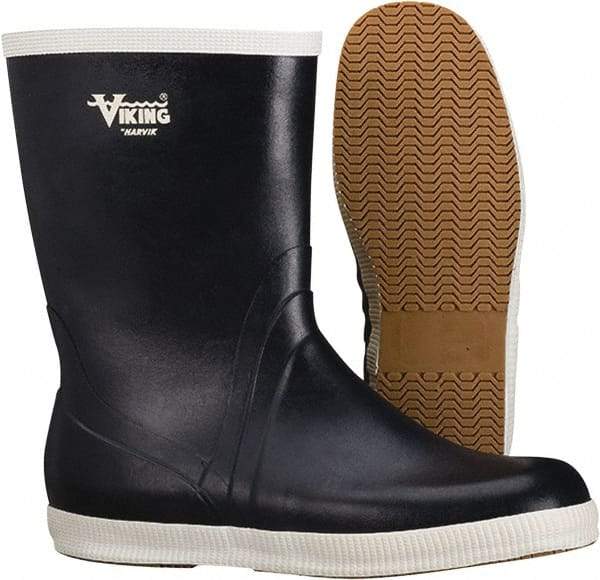 Viking - Men's Size 12 Medium Width Rubber Wader - White, Navy, Rubber Upper, Nitrile Rubber Outsole, 10" High, Non-Slip, Waterproof - Benchmark Tooling