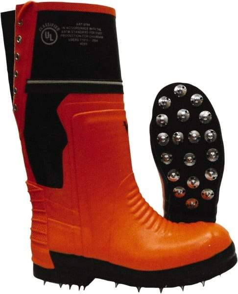 Viking - Men's Size 7 Medium Width Steel Work Boot - Black, Orange, Rubber Upper, Nitrile Rubber Outsole, 15" High, Chemical Resistant, Waterproof, Non-Slip, Cut Resistant - Benchmark Tooling