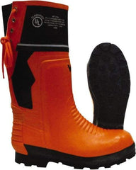 Viking - Men's Size 7 Medium Width Steel Work Boot - Black, Orange, Rubber Upper, Nitrile Rubber Outsole, 15" High, Chemical Resistant, Waterproof, Non-Slip, Cut Resistant - Benchmark Tooling