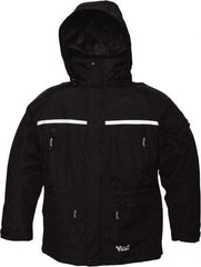 Viking - Size S, Black, Rain, Wind Resistant, Cold Weather Jacket - 37" Chest, 5 Pockets, Detachable Hood - Benchmark Tooling