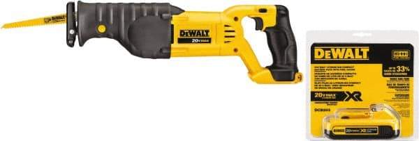 DeWALT - 20V, 0 to 3,000 SPM, Cordless Reciprocating Saw - 1-1/8" Stroke Length, Lithium-Ion Batteries Included - Benchmark Tooling