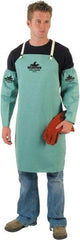 MCR Safety - 24 x 36" Flame Resistant/Retardant & Welding Bib Apron - Cotton, 9 oz Material, Green, Snap Closure - Benchmark Tooling