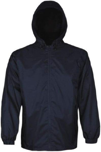 Viking - Size S, Blue, Rain, Wind Resistant Jacket - 37" Chest, 2 Pockets, Attached Hood - Benchmark Tooling