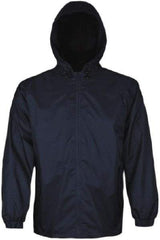 Viking - Size 2XL, Blue, Rain, Wind Resistant Jacket - 51" Chest, 2 Pockets, Attached Hood - Benchmark Tooling