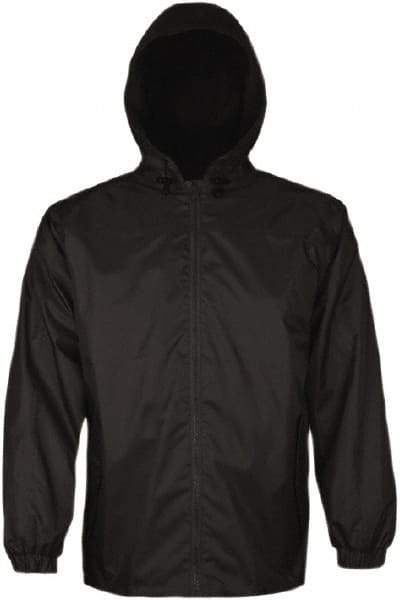 Viking - Size 3XL, Black, Rain, Wind Resistant Jacket - 55" Chest, 2 Pockets, Attached Hood - Benchmark Tooling