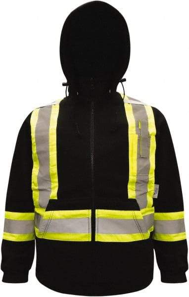 Viking - Size 2XL High Visibility Sweatshirt - High Visbility Yellow, Black, Polyester & Fleece, Zipper Closure, 51" Chest - Benchmark Tooling