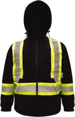 Viking - Size S High Visibility Sweatshirt - High Visbility Yellow, Black, Polyester & Fleece, Zipper Closure, 37" Chest - Benchmark Tooling