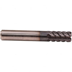 Emuge - 8mm Diam, 19mm LOC, 6 Flute Solid Carbide Roughing & Finishing End Mill - TiAlN Finish, 63mm OAL, 8mm Shank Diam, Cylindrical Shank, 50° Helix, Long Length - Benchmark Tooling