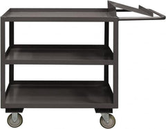 Durham - 1,200 Lb Capacity, 24" Wide x 36" Long x 37-5/8" High Order Picking Cart - 3 Shelf, Steel, 2 Rigid/2 Swivel Casters - Benchmark Tooling