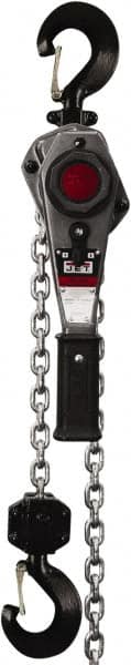 Jet - 3,000 Lb Lifting Capacity, 20' Lift Height, Lever with Overload Protection Hoist - Made from Chain, 75 Lb Avg Pull to Lift Rated Load - Benchmark Tooling