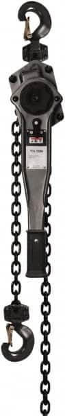 Jet - 3,000 Lb Lifting Capacity, 20' Lift Height, Lever Hoist - Made from Chain, 49 Lb Avg Pull to Lift Rated Load - Benchmark Tooling