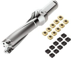 Seco - 4" Max Drill Depth, 4xD, 1" Diam, Indexable Insert Drill - 2 Inserts, 1-1/4" Shank Diam, Weldon Flat Shank - Benchmark Tooling