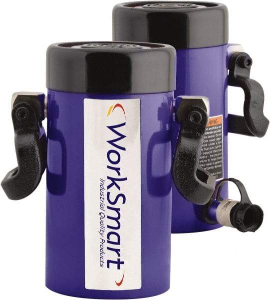 Value Collection - 75 Ton, 6.14" Stroke, 98.85 Cu In Oil Capacity, Portable Hydraulic Single Acting Cylinder - 16.1 Sq In Effective Area, 11.22" Lowered Ht., 18.36" Max Ht., 4.53" Cyl Bore Diam, 3.74" Plunger Rod Diam, 10,000 Max psi - Benchmark Tooling