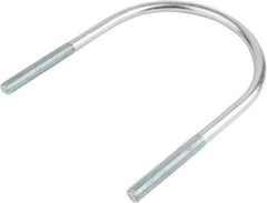 Made in USA - 1/2-13 UNC, 6-5/16" Long, Round U Bolt Clamp with No Mount Plate for 3-1/2" Pipe - 3" Thread Length, 4-1/16" Wide, Grade Grade 2 (Nut) Steel - Benchmark Tooling