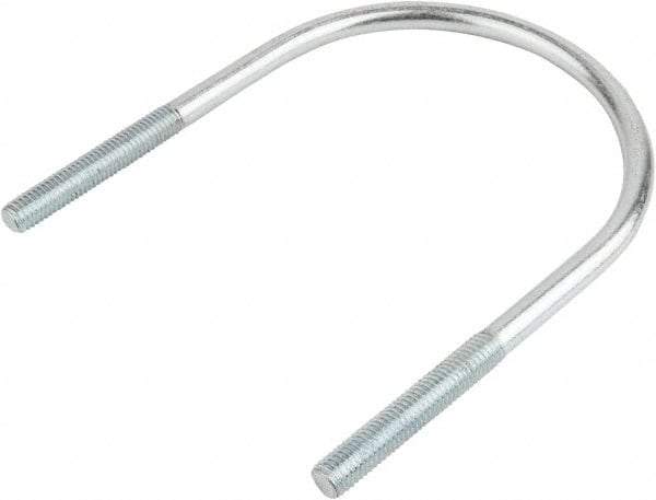 Made in USA - 7/8-9 UNC, 17-5/16" Long, Round U Bolt Clamp with No Mount Plate for 14" Pipe - 4-1/4" Thread Length, 14-1/8" Wide, Grade Grade 2 (Nut) Steel - Benchmark Tooling