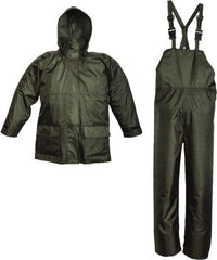Viking - Size 3XL, Green, Rain Three Piece Suit - Detachable Hood, Hook & Loop Ankle, Hook & Loop Wrist - Benchmark Tooling