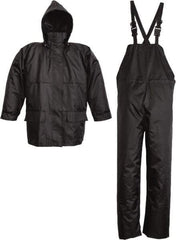 Viking - Size 2XL, Black, Rain Three Piece Suit - Detachable Hood, Hook & Loop Ankle, Hook & Loop Wrist - Benchmark Tooling