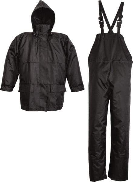 Viking - Size M, Black, Rain Three Piece Suit - Detachable Hood, Hook & Loop Ankle, Hook & Loop Wrist - Benchmark Tooling