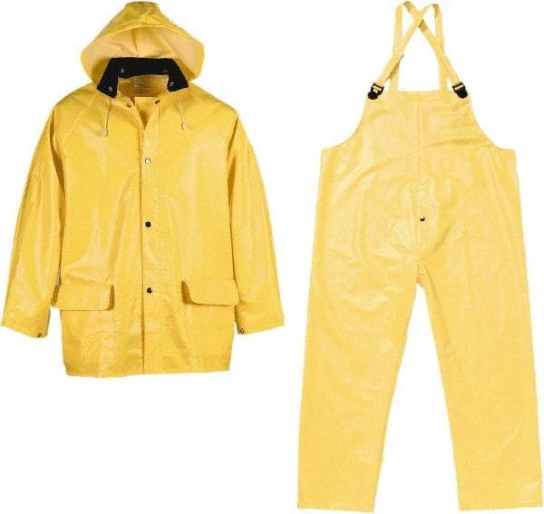 Viking - Size XL, Yellow, Chemical, Rain Three Piece Suit - Detachable Hood, Take Up Snaps Ankle, Take Up Snaps Wrist - Benchmark Tooling