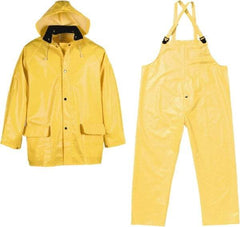 Viking - Size XL, Yellow, Chemical, Rain Three Piece Suit - Detachable Hood, Take Up Snaps Ankle, Take Up Snaps Wrist - Benchmark Tooling