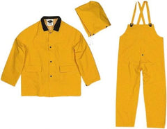 Viking - Size M, Yellow, Chemical, Rain Three Piece Suit - Detachable Hood, Take Up Snaps Ankle, Take Up Snaps Wrist - Benchmark Tooling