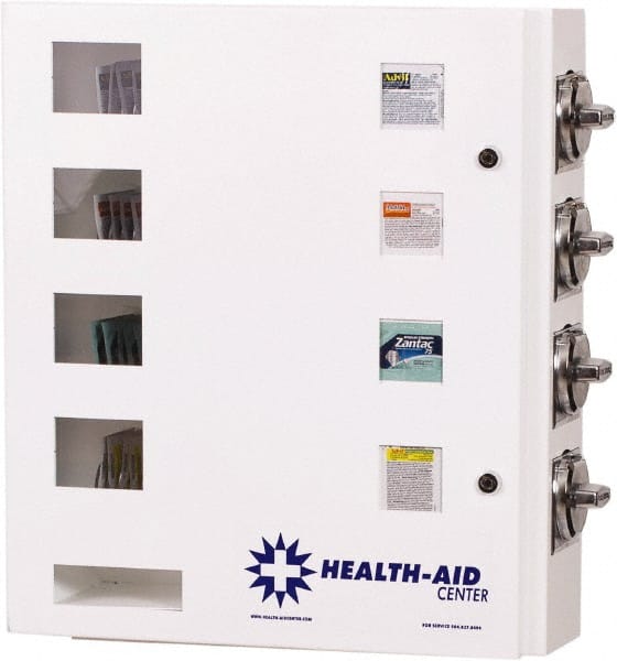 Synergy Management - Medical Vending Machines & Dispensers; Height (Inch): 21 ; Width (Inch): 20 ; Depth (Inch): 1 ; Number of Shelves: 4 ; Door Type: Manual Closing ; Shelf Type: Adjustable - Benchmark Tooling