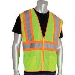 PIP - Size S High Visibility Yellow Mesh General Purpose Vest - 54" Chest, ANSI 107, Zipper Closure, 2 Pockets, Polyester - Benchmark Tooling