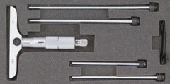 SPI - 0 to 12" Range, 12 Rod, Mechanical Depth Micrometer - Ratchet Stop Thimble, 2-1/2" Base Length, 0.001" Graduation, 4.5mm Rod Diam - Benchmark Tooling