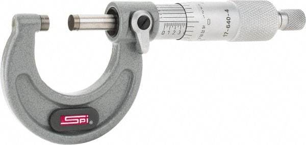 SPI - 0 to 1" Range, 0.0001" Graduation, Mechanical Outside Micrometer - Ratchet Stop Thimble, 1.11" Throat Depth, Accurate to 0.0001" - Benchmark Tooling