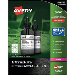 AVERY - 2" Long, White Paper Laboratory Label - For Laser Printers - Benchmark Tooling