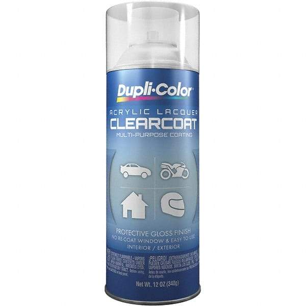 Dupli-Color - Clear, Gloss, Lacquer Spray Paint - 12 to 14 Sq Ft per Can, 12 oz Container - Benchmark Tooling