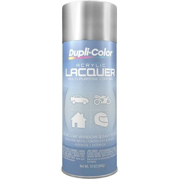 Dupli-Color - Silver Metallic, Metallic, Lacquer Spray Paint - 12 to 14 Sq Ft per Can, 12 oz Container - Benchmark Tooling