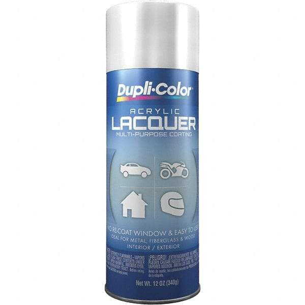 Dupli-Color - White, Gloss, Lacquer Spray Paint - 12 to 14 Sq Ft per Can, 12 oz Container - Benchmark Tooling