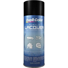 Dupli-Color - Black, Flat, Lacquer Spray Paint - 12 to 14 Sq Ft per Can, 12 oz Container - Benchmark Tooling