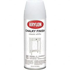 Krylon - White, Flat, Aerosol Spray Paint - 15 to 20 Sq Ft per Can, 12 oz Container - Benchmark Tooling