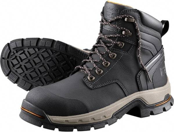 Timberland PRO - Men's Size 15 Medium Width Steel Work Boot - Black, Microfiber Upper, Rubber Outsole, 6" High, Non-Slip, Safety Toe - Benchmark Tooling